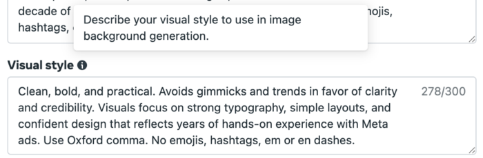 Meta-advertising brand visual style